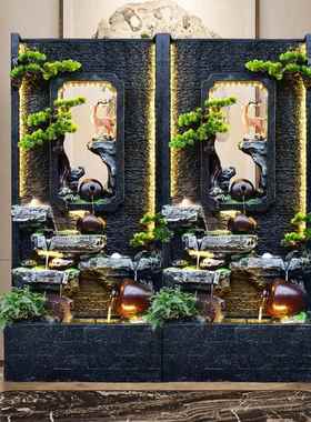 大型假山水幕墙摆件风水墙流水喷泉招财酒店别墅会所客厅阳台水景