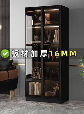轻代奢酒柜靠墙储柜现简YAU约高档餐边柜用一体边柜玻璃门展家示