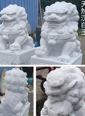 石雕拴马桩汉白玉狮子大象祥云柱中式拴马石麒麟青石庭院装饰摆件
