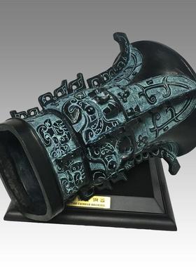 青铜摆件何尊纯铜招财博古架古玩古董新中式客厅办公室彷古青铜器