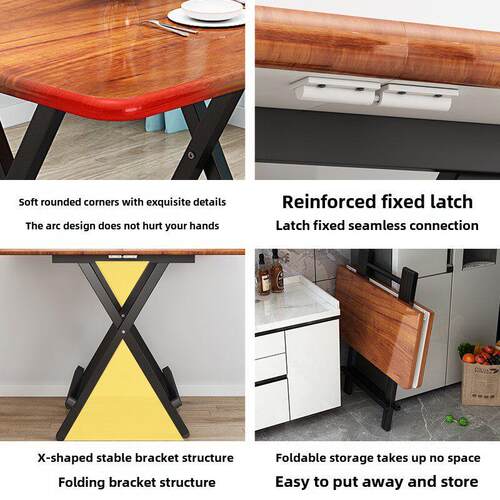 Folding table household simple square dining desk chair - 图2