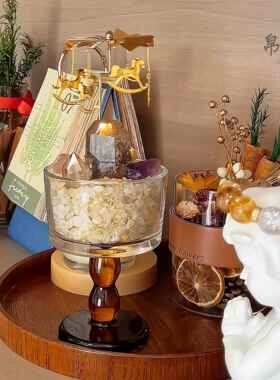 走马灯摆件客厅桌面玄关摆件水晶能量石玄关装饰家居好物创意摆件