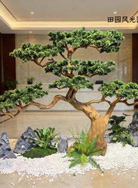 仿真迎客松树室内造景假树装饰摆件罗汉松美人松室外大型仿真松树