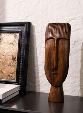 现代简约艺术人脸塑件摆美雕式乡村样创意装饰品桌面tz-014玄关板