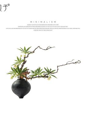 新中式日式大型仿真花干支插花酒店大堂售楼部公共区域摆件