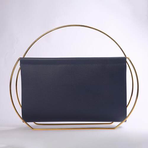 轻奢北欧现代金属皮革杂报家居架沙256发边角收储纳物创意提志手 - 图0