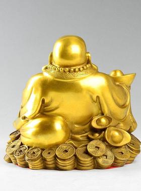 正品全铜宝弥勒佛像家用装饰黄品佛摆件客厅电视柜工艺礼元品摆饰
