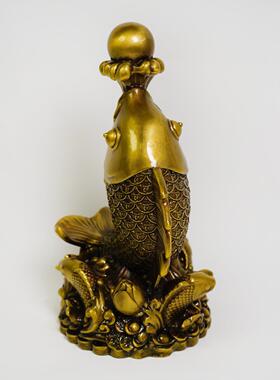 黄铜年年有余轻奢摆件鲤鱼跃龙门摆饰金鱼玄关客厅装饰品乔迁礼品