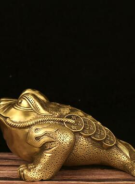 风水铜器纯铜七星金蟾蜍男女金蟾蜍对招财进宝三脚钱串男女蟾蜍家