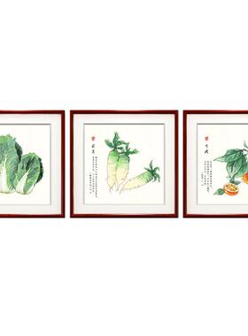 网红萝白卜客菜水背果墙装饰画餐厅挂画中式厅沙新发景墙面画饭厅