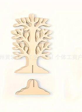 跨境圣诞摆件木质工艺品手绘diy摆件3d树形木质装饰摆台