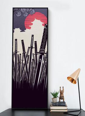武士日式挂画日本浮世绘装饰画玄关走廊和风居酒屋纹身店酒吧壁画