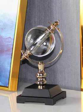 轻奢欧式2746房办公室水晶球地摆件书面装饰球仪工桌艺品客厅酒柜