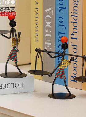 新款金属创意工艺品铁人造型烛台酒吧餐厅浪漫烛光晚餐模具摆件