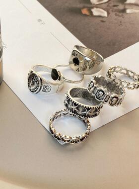 7pcs set card Poker ring Men