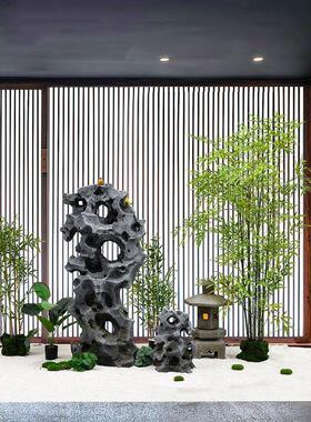 仿太石摆件落地中新式软装室内景观造景假山竹湖子仿真真UXP绿植