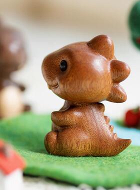 摇头小恐龙车载摆件/可爱卡恐龙实木桌面车载装饰摆饰送朋友