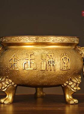 黄铜金玉满堂家用香炉供奉室内炉大号三足寺庙插香线 线香铜香炉