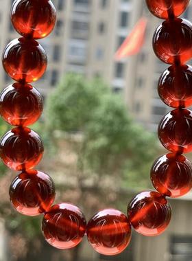 新品天然橙红石榴石手链大颗粒单圈圆珠手串精美珠链珠串规格12.5