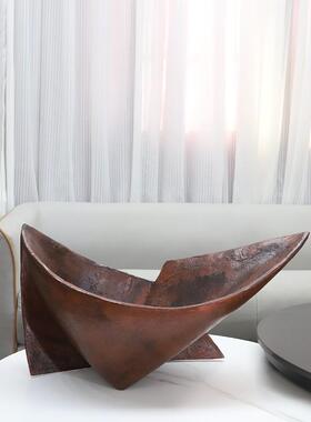 北欧创纸意折船几何形居状树1051脂摆件酒店客厅民宿电视柜装家软