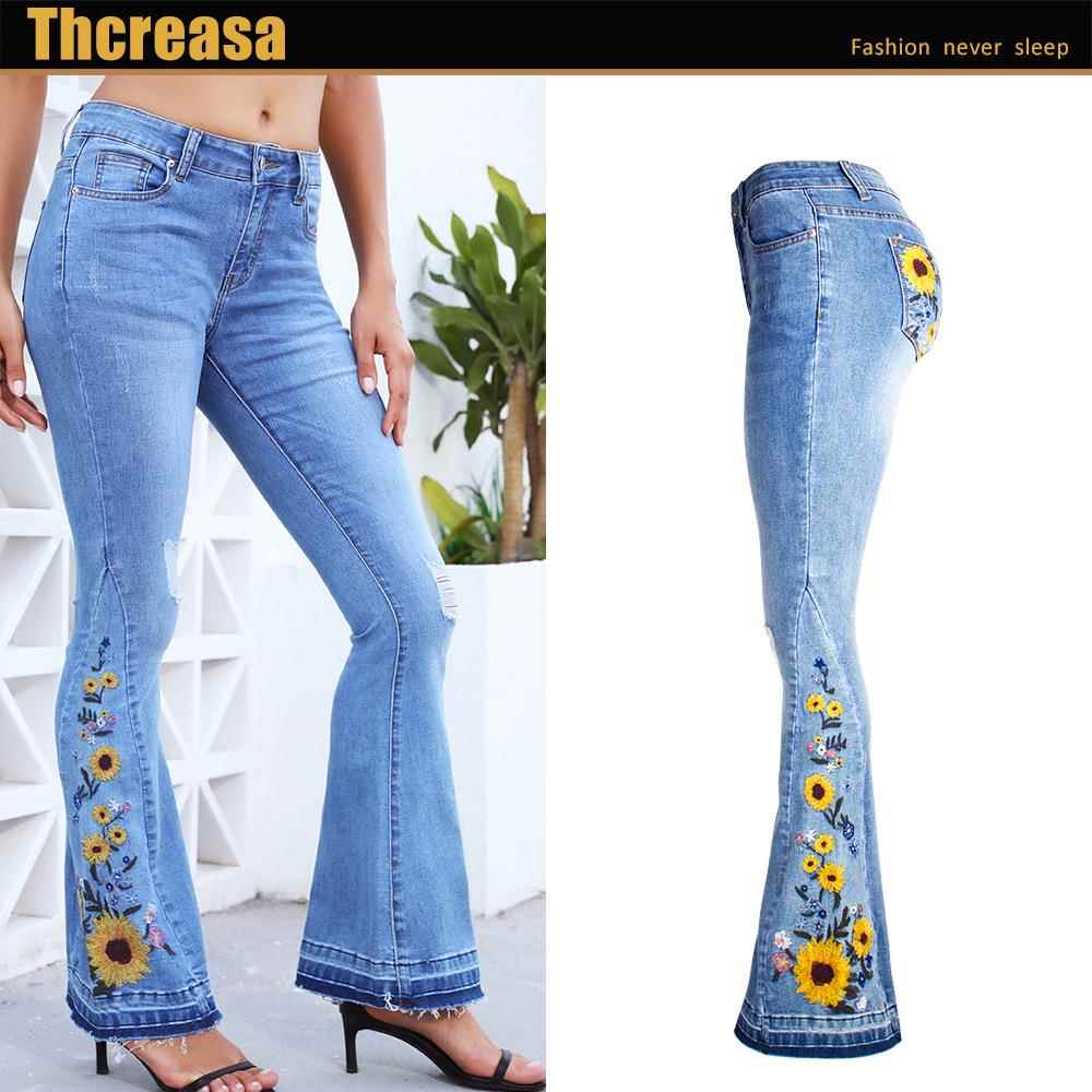 Womens flared jeans womens heavy-duty three-dimensional - 图2
