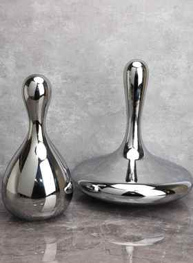 北欧玻璃保龄球瓶样板房售楼部卧室客厅餐厅书房桌面家居饰品摆件