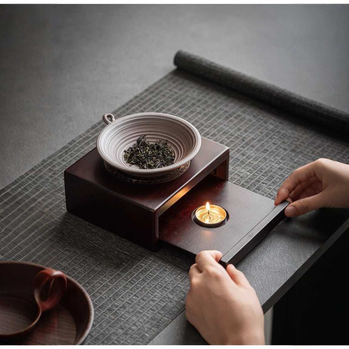 复古竹制温茶台蜡烛加热暖茶炉茶壶公杯温茶炉家用烛火烤茶熏香炉,淘宝优惠券,粉丝福利购,淘宝优惠卷