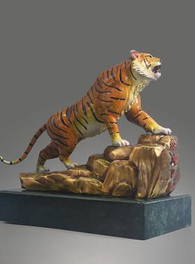 全铜老虎摆件虎啸生财生肖虎上山虎大号办公桌装饰品乔迁开 业礼