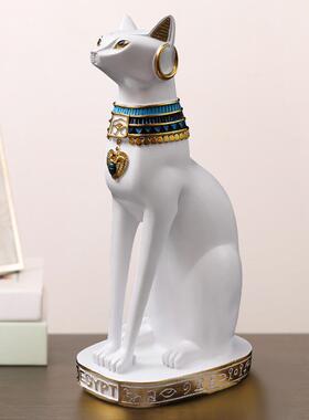 新款直销埃及猫白色复古创意树脂摆件时尚新品客厅玄关电视柜店铺