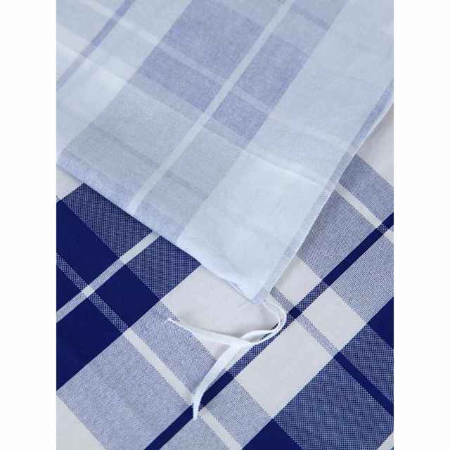 Blue and white plaid bed sheet quilt cover three-piece set junior and senior high school student dormitory single bedding quilt set six pieces 1
