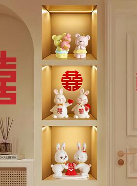 送新人情侣兔子摆件结婚订婚礼物客厅卧室婚房布置实用家居装饰品