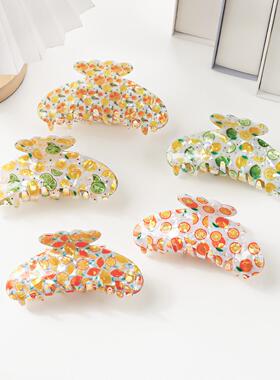 Lemon Orange Large Hair Claw Clips 水果大号抓夹盘发鲨鱼夹