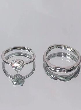 爱你情侣戒指男女一对情侣款轻奢小众简约时尚星点对戒开口可调节