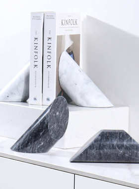 天然大理石书挡书靠工艺品摆件北欧家居书房样板间软装装饰品摆件
