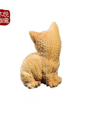2018新品小猫咪木雕摆件 黄杨木精雕萌宠动物雕刻木质工艺品