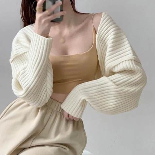 Open Front Solid Color WomenBolero Shrug Cardigan Cropped - 图3