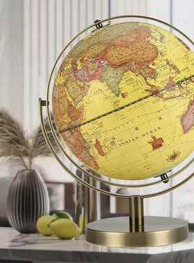居家摆件装饰品覆古彷古桌面地球仪礼古铜色轻奢大号书房办公高清