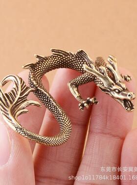 爆款黄铜蛟龙出海摆件茶宠实心小铜器生肖地摊产品桌面摆设工艺品