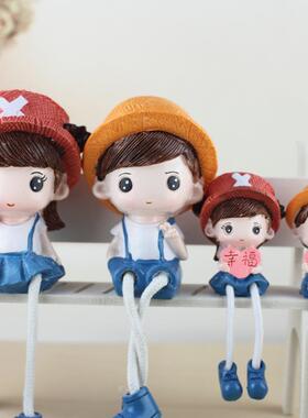 儿童玩具小摆件一家四口吊脚娃娃女童家居卧室房间桌上家里装饰品