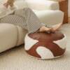Leather pouf American tatami cushion oil wax leather sofa living room carpet bay window lazy sofa balcony futon