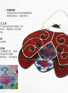 热卖彩色玻璃卡通动物挂件手工镶嵌工艺品装饰礼品创意瓢虫