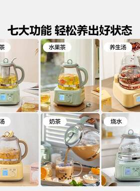 FK571全玻璃养生壶玻恒1.2升母婴级烧水一体FK571能温煮茶多功璃