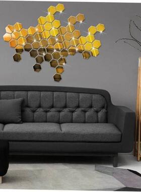 12Pcs 3D Mirror Wall Sticker Home Decor Hexagon Decorations