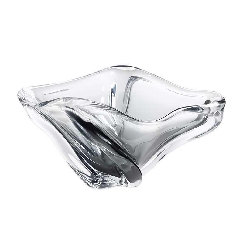 北欧现代家居渐变灰旋转玻璃果盆样板房餐桌茶几高级感水果盘装饰 - 图0