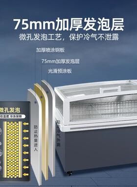 星星展示柜商用自动化霜组合岛柜全景视窗节能玻璃冷藏冷冻雪糕柜