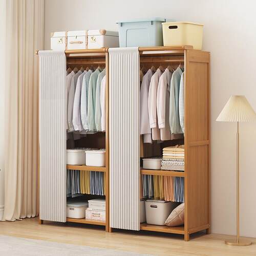 衣柜家用卧收纳JI515415租房出用经济型简易组装拉帘布新衣橱款室 - 图1