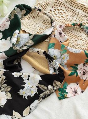Summer Vintage Print Flower Beach Bandana Hair ScarfElastic