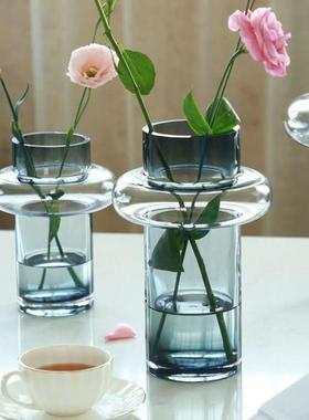 北欧创意大号小蛮腰原色玻璃花瓶干花水养插花客厅摆件轻奢风格