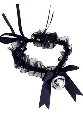 蕾丝大铃铛项圈女仆可调蝴蝶结项链软妹脖子腿链配饰颈链新款