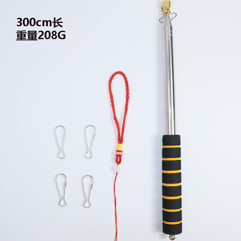 跨境3米2.5米带钩子不锈钢伸缩旗杆户外旗杆加厚款伸缩导游杆 - 图3